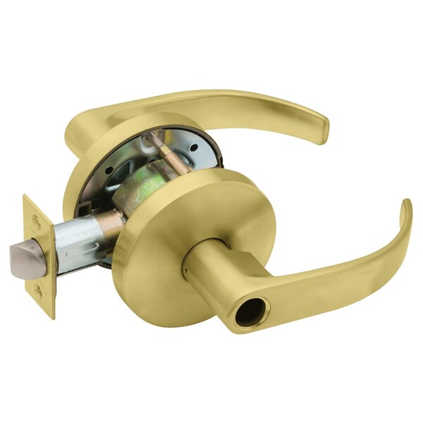 Grade 2 Storeroom Cylindrical Lock, Less Cylinder, Quantum Lever, Standard Rose, Satin Brass Finish